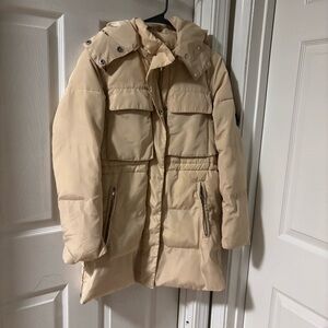 Women's Cream Puffer Jacket Coat Size Small